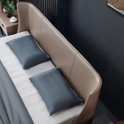 意式约皮质床设计师1.8米小户型薄GOB头简齐边奢床现代简约床轻婚