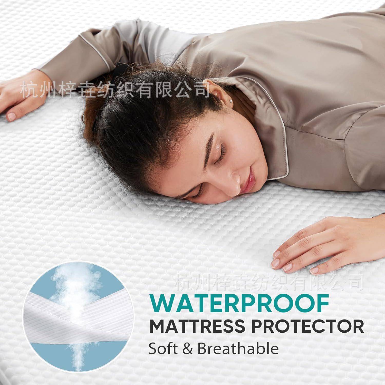 马WTB逊跨境竹纤维防水亚床笠件床罩蜂护窝白无噪音床垫保罩床垫