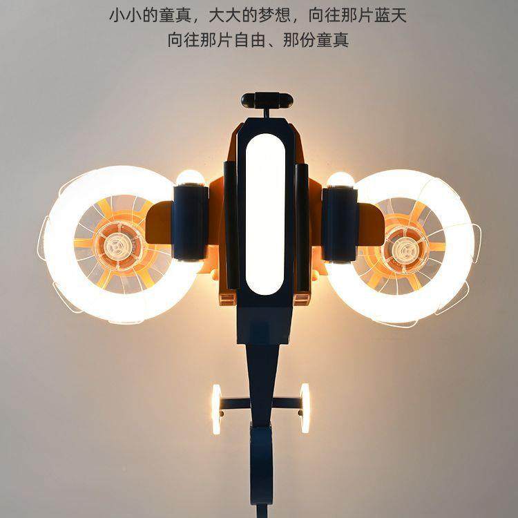 儿房扇灯男孩卧室灯网红意飞风机模型C9112橙色战斗机全光谱创风,家装灯饰光源,风扇灯,淘宝优惠券,粉丝福利购,淘宝优惠卷