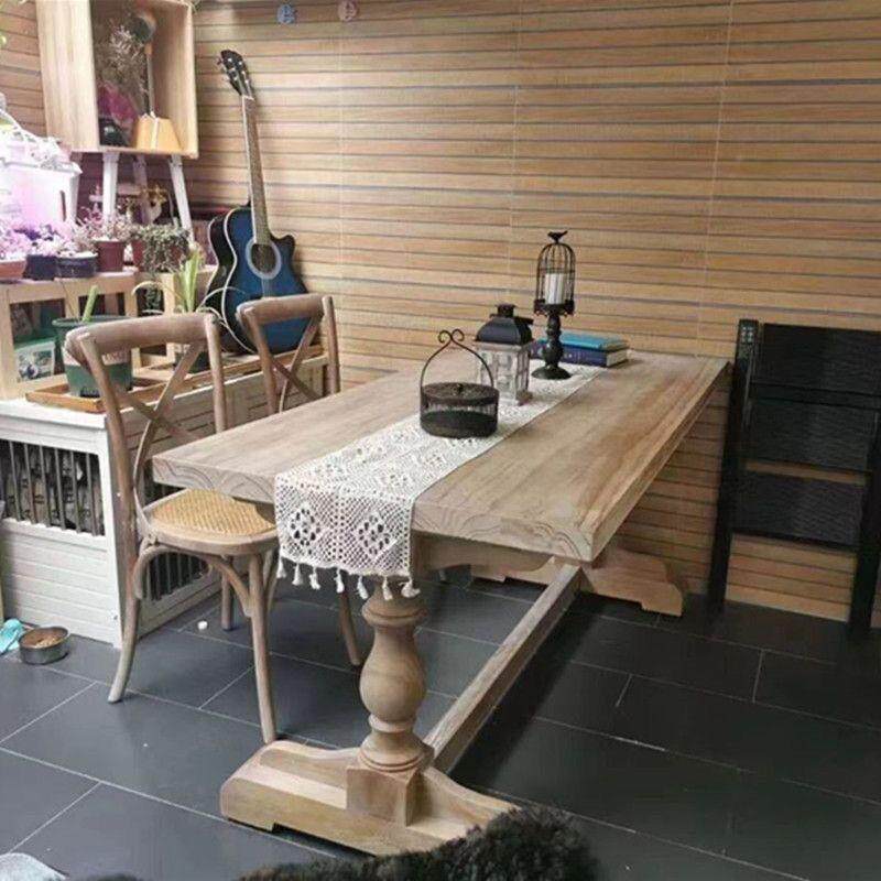美式法饭用乡UCE村复古实木长桌餐桌家餐桌椅原木式组合长方形桌