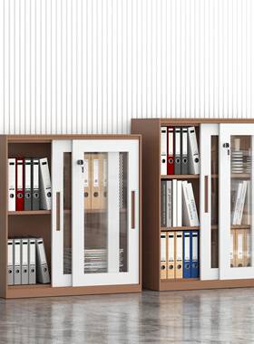 文柜办公室边柜柜带锁置桌侧矮柜子储物柜移件74762门铁皮资物料收纳柜