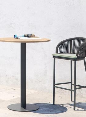 户网红椅藤编高脚酒店餐厅别墅吧52844台组合用家室外靠背椅子家