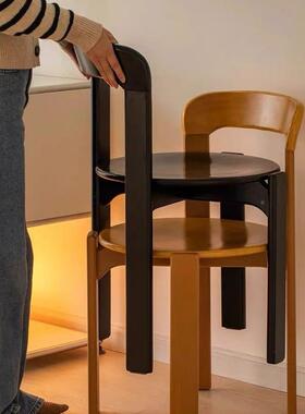 伊现代实木中古餐椅家用设雷计师客靠背户小型彩色椅子其他/oth加