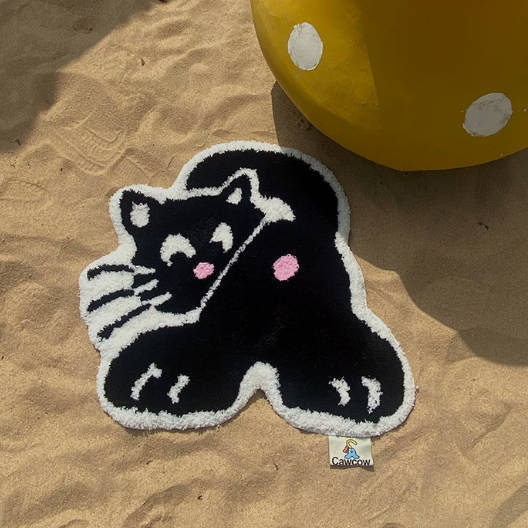 卡通黑猫植绒浴室地垫门垫浴室垫卫生间脚垫家用厕所吸水防滑地毯