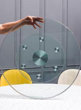 F5M655M7桌转盘钢餐化玻璃酒大转圆桌转盘餐桌旋转圆盘加店厚旋圆