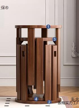 橡多胶实木功能叠叠乐圆凳可叠48637木新中式客厅卧室餐凳组合麦