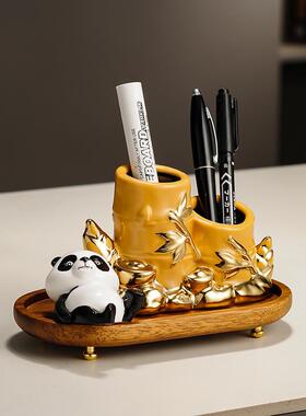 步高筒升陶瓷笔高MLQ桌档办公室面签字笔多功能收纳创意工步艺品