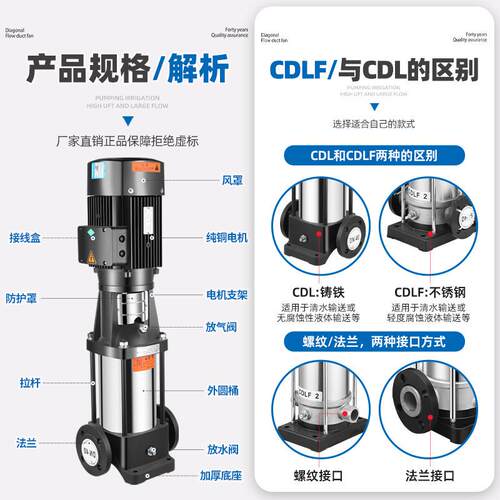 州南泵CLF不锈钢立式杭多D级离心泵高扬程管道MCU增压恒压泵供水