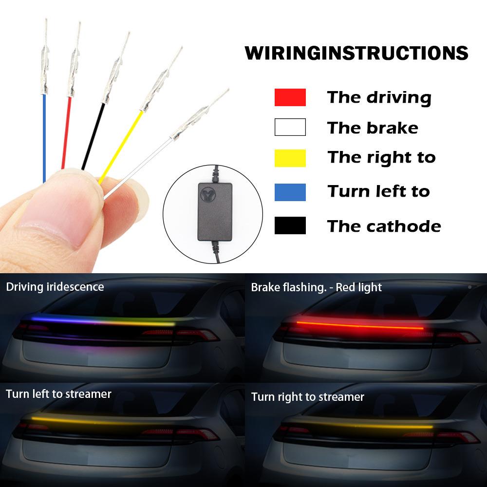 1幻彩遥控2V幻刹彩光流光led尾翼灯汽车改装流通用多功能转向高位