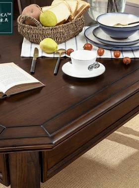 0J美式实木桌乡实美式村餐餐桌餐木椅组合71193简约餐厅小户型饭