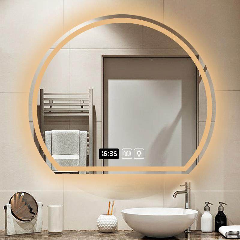 创意能镜半圆形浴室化妆LDE带灯光除TLD雾壁挂卫智发生间异形挂墙