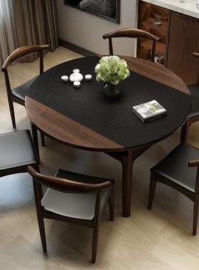 简约现代烧17550火石餐桌可型伸缩小折叠圆形实木餐桌椅组合户6人