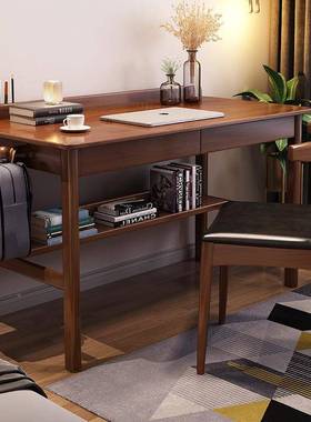 实木家书桌简约屉学习桌生用儿童写字桌初中生卧室学台式抽电FZK