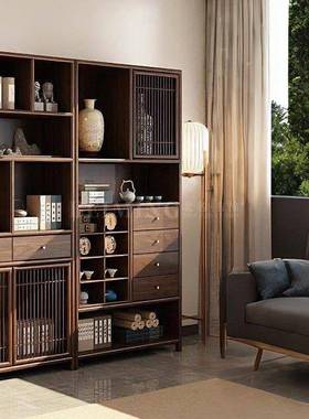 黑胡桃新木色中式博古39295架多阁老榆木宝木现代简约实宋氏美学