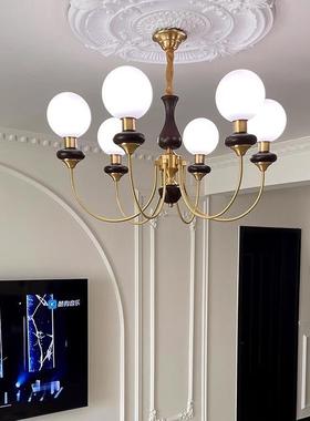 法式豆客AX-75475中古风实木卧室餐厅魔吊灯美式复灯古全铜厅书房