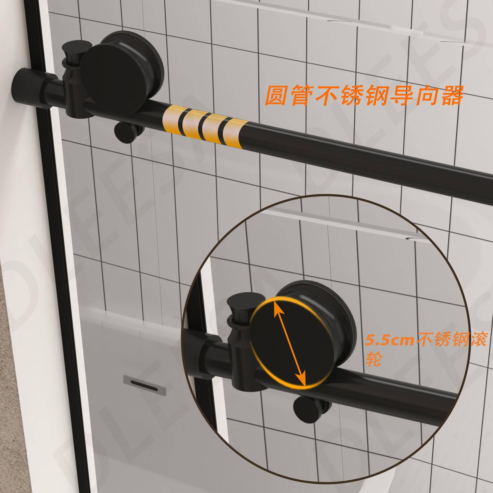 简璃PF-75-60约不锈玻钢一字型淋房干湿分离浴室隔断浴卫生间浴缸