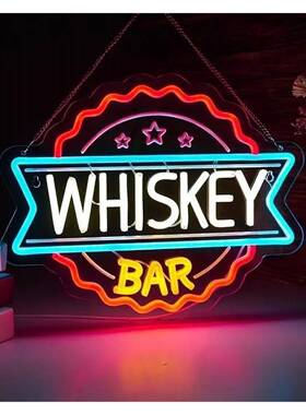 虹灯威士忌造酒吧发光文字俱乐部气氛饰LED型AYT装图案灯广告霓牌