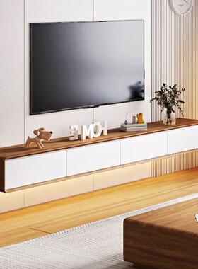 实木壁式悬电视柜空上挂墙极网红小型悬浮悬75537挂简易挂壁新窄