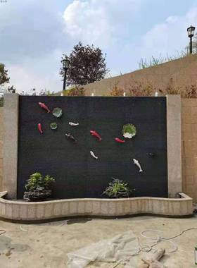 石材流12377水墙水幕墙花庭园院酒店成品水景喷假山鱼池件摆水系