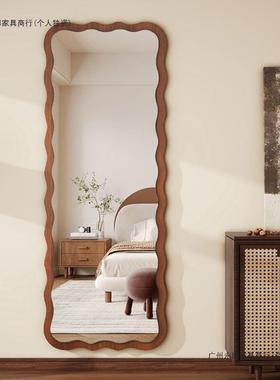 中古波浪试全复身镜家用落地镜网红异形衣镜壁挂古穿镜女生衣9824