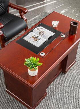 办公桌电字脑桌公室中简式办老板写台约OJW家用单人书桌实木桌椅