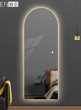 BOEN穿衣镜带落l拱eLd灯家用门EYQ形挂墙式地玄关智能全身镜子