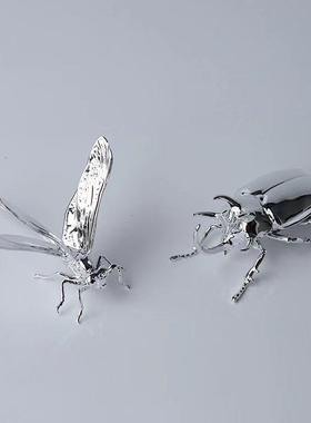 样板房轻奢饰金属昆虫蜻蜓动物件样板客厅书房桌QJE面房书摆镇装