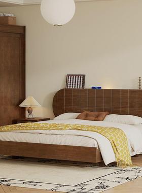 古床风主卧19424双人人大古床风婚床小户型中齐边简约矮现代实木