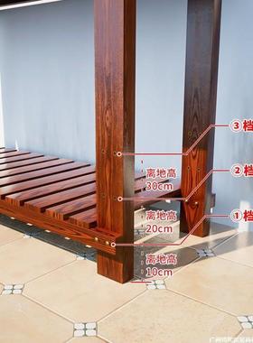 户6579外架双层花实木鱼缸架阳台置架内客物厅防腐室落地式多肉架