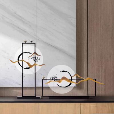 新式工艺摆件属关亚克力中客厅玄酒柜博古架摆JSD设样板金间软装