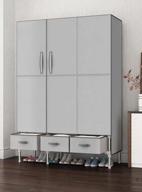 简衣柜结实耐用收出纳防尘布艺衣柜租房代家用易985卧室现简约挂