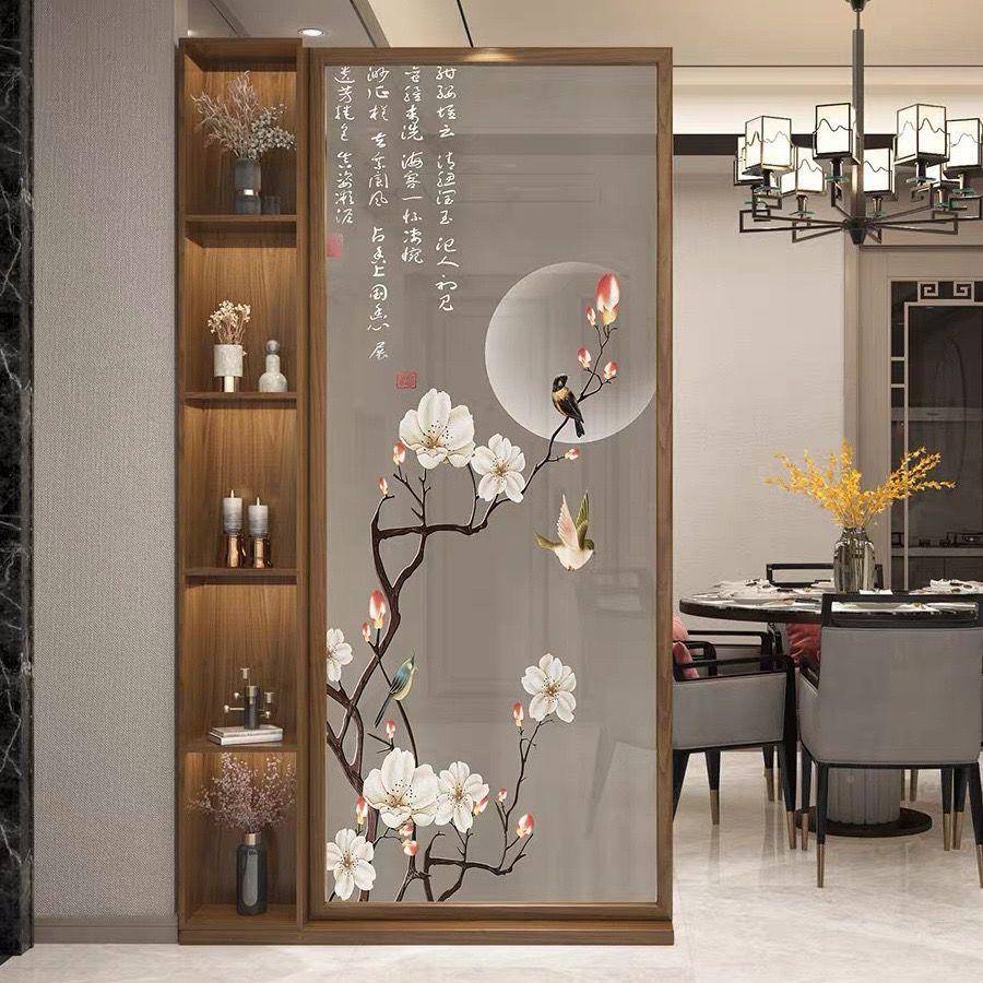 新式实木风屏隔断客厅入户玄关柜装饰财聚卧中ZBH室家用进门遮挡