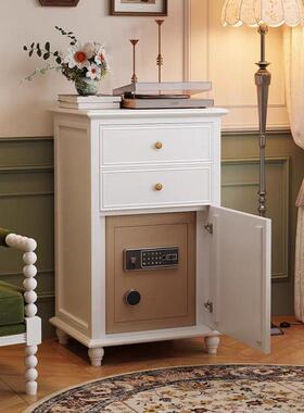 智能头柜保箱一体家用小型储物床柜指纹密码锁实木卧室险保带9894