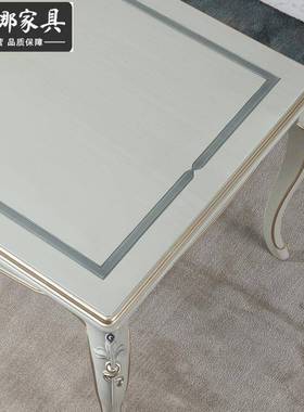 法式奢华实木雕花餐长方形餐台桌家用式67889小型简户欧饭桌椅组