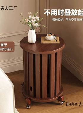 GRI纯实可木收纳凳四多合一叠叠凳用家凳叠放用万向轮餐椅小边几