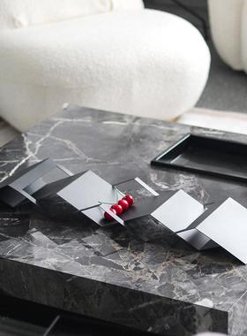 现托轻代奢抽象艺波浪折叠盘AVC摆件样板房装饰陈列高端术收纳盘