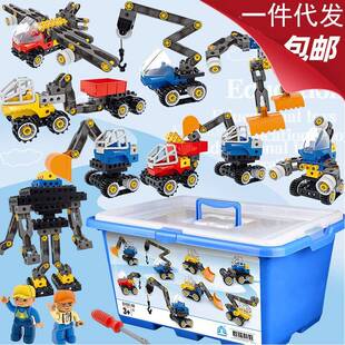 群隆1505百变工程系列螺丝积木45002/9656大颗粒拼装儿童机构教具