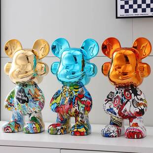 炫酷潮流DJ流体熊装饰摆件网红现代客厅家居酒柜电视柜装饰品