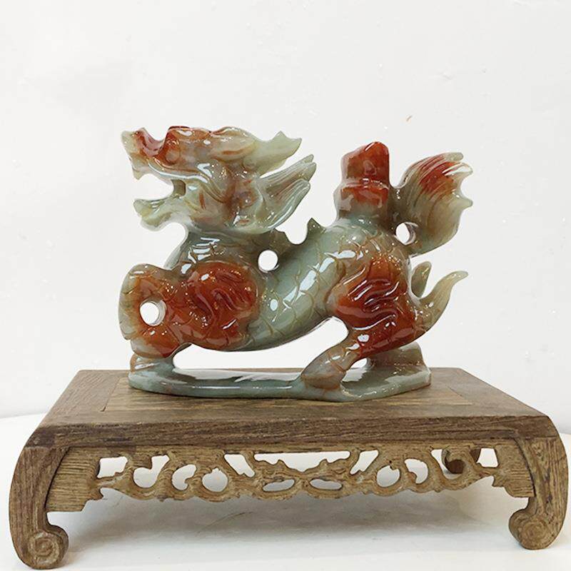 钰程本命年玉器15厘米天然岫玉麒麟吉祥摆件客厅玄关办公桌摆放
