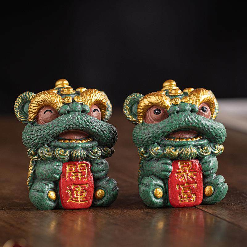 创意萌醒狮开运暴富摆件舞狮可爱石狮子一对家居桌面装饰品吉祥物,工业油品/胶粘/化学/实验室用品,其他实验室设备,淘宝优惠券,粉丝福利购,淘宝优惠卷