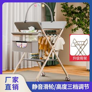 换尿布台婴幼儿护理台月子中心洗澡按摩抚触台可折叠调节静音轮