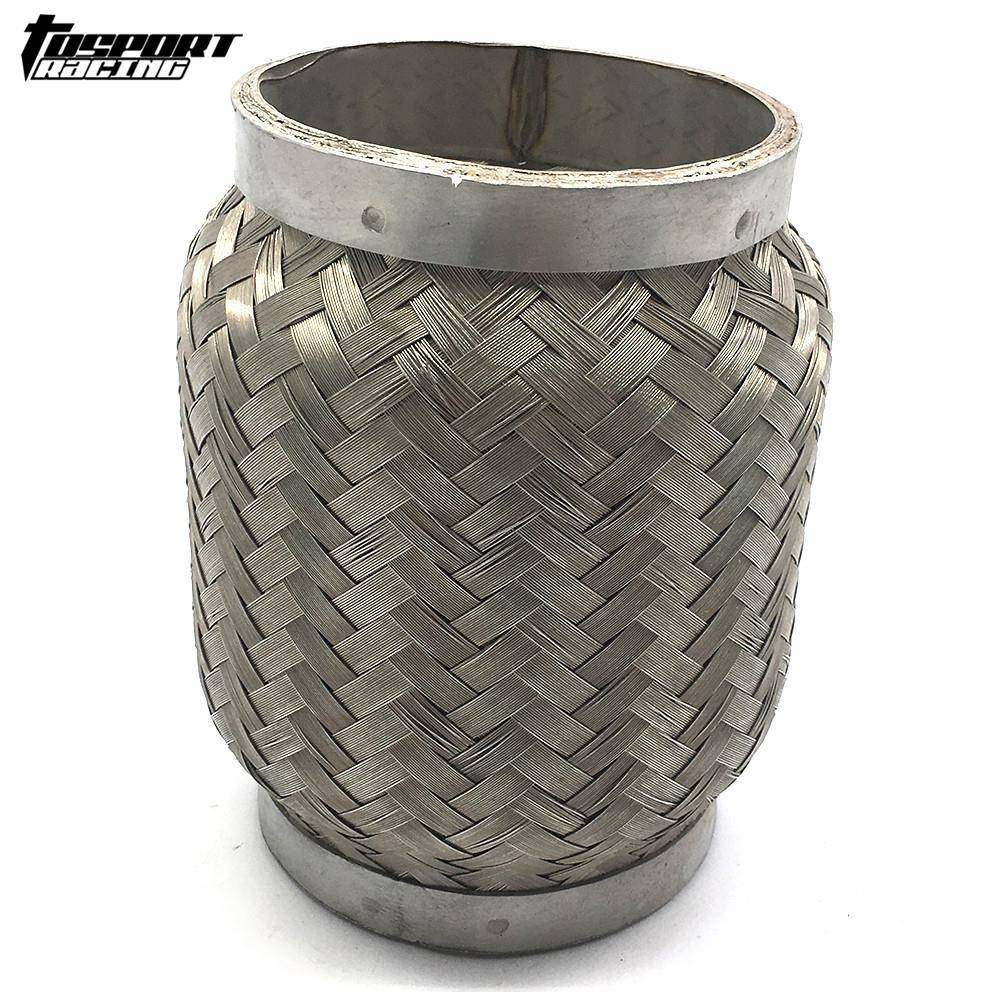 汽车改装通用3.5“X6”不锈钢排气管汽配零件波纹管双层编织