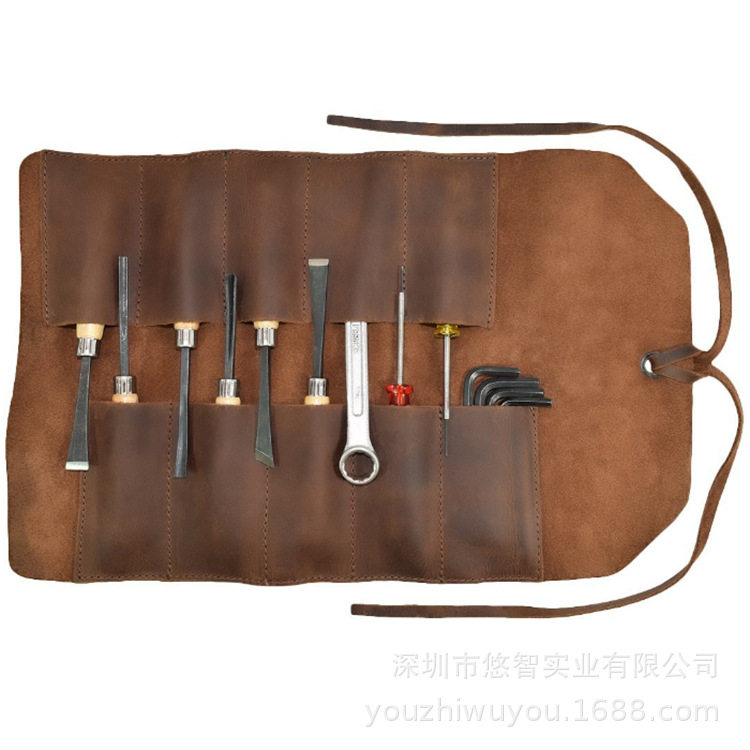 现货批发头层工具包卷帘式工具皮套深圳厂家直供