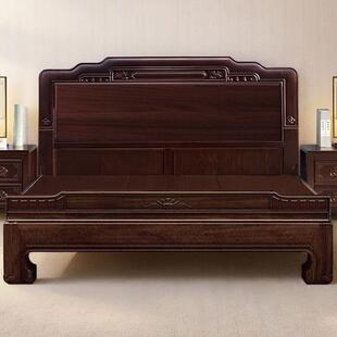 金花梨木全实木床主卧双人床婚床仿古雕花加厚老虎脚全榫卯床