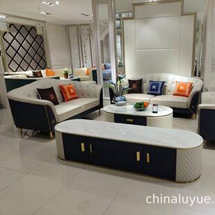 现代轻奢1+2+3沙发组合客厅欧式高端皮艺沙发别墅大户型沙发组合