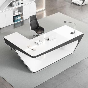 烤漆科技感老板桌椅组合L型总裁办公桌办公室桌子时尚 经理大班台