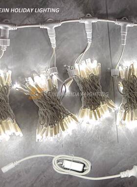 高压220V防水LED窗帘灯节日防水装饰彩灯常亮白色橡胶线瀑布灯串