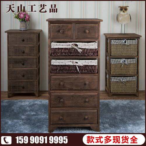 新款简约现代床头柜宾馆双抽屉方形床头柜仿古30cm床头柜