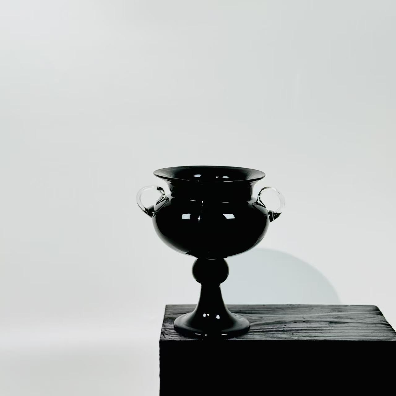(出口尾单)简约中古玻璃花瓶花器客厅餐桌高级装饰摆件