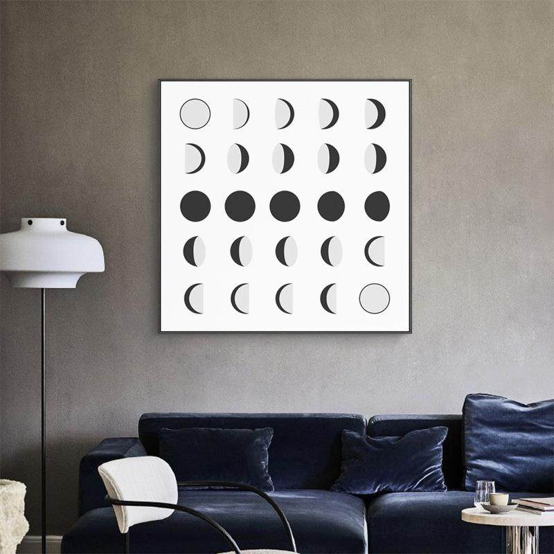 一沫北欧风格客厅装饰画现代简约挂画卧室床头壁画黑白小圆点画